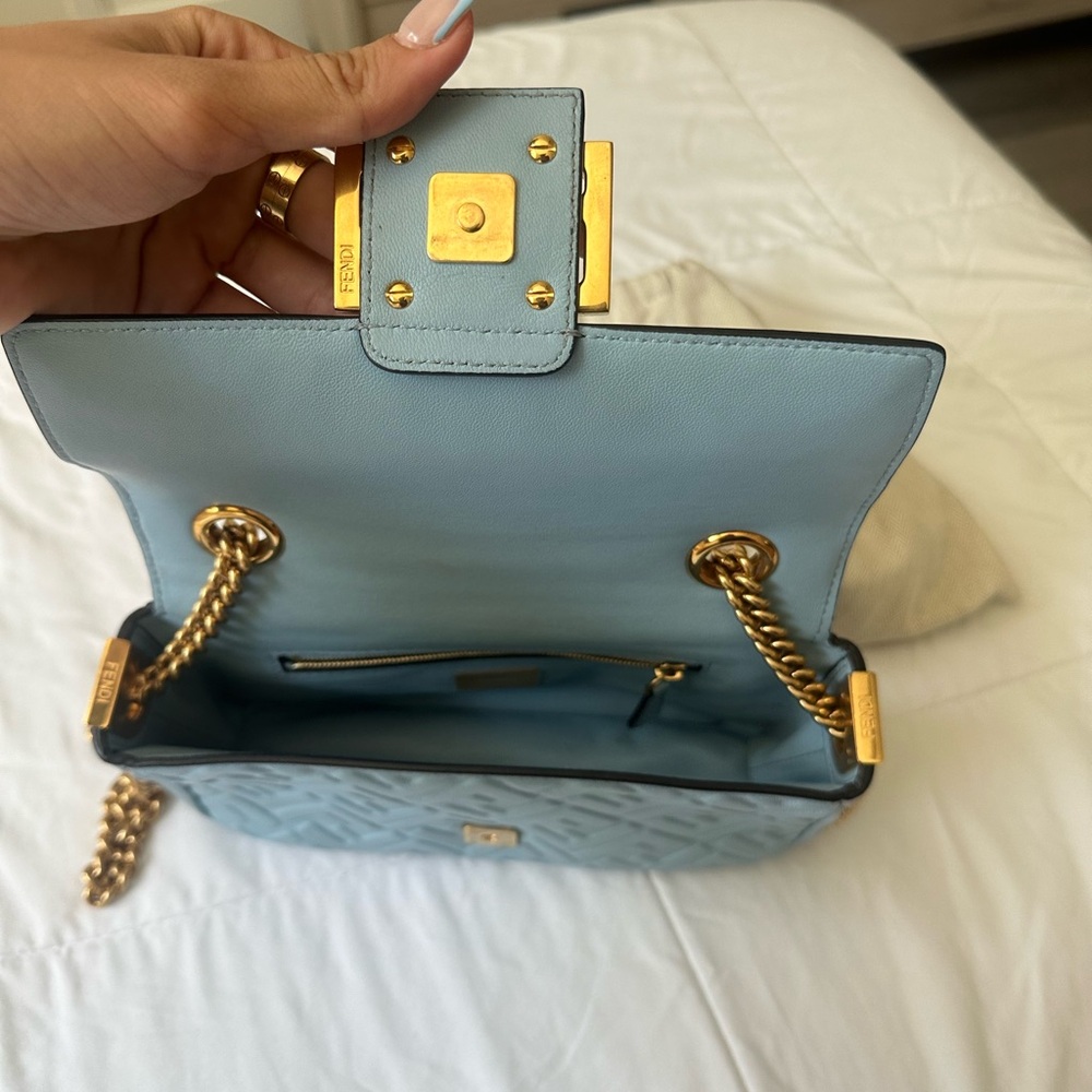 Fendi 2022 Midi Zucca FF Embossed Baguette Chain Bag FEN325222 - Picture 4 of 6